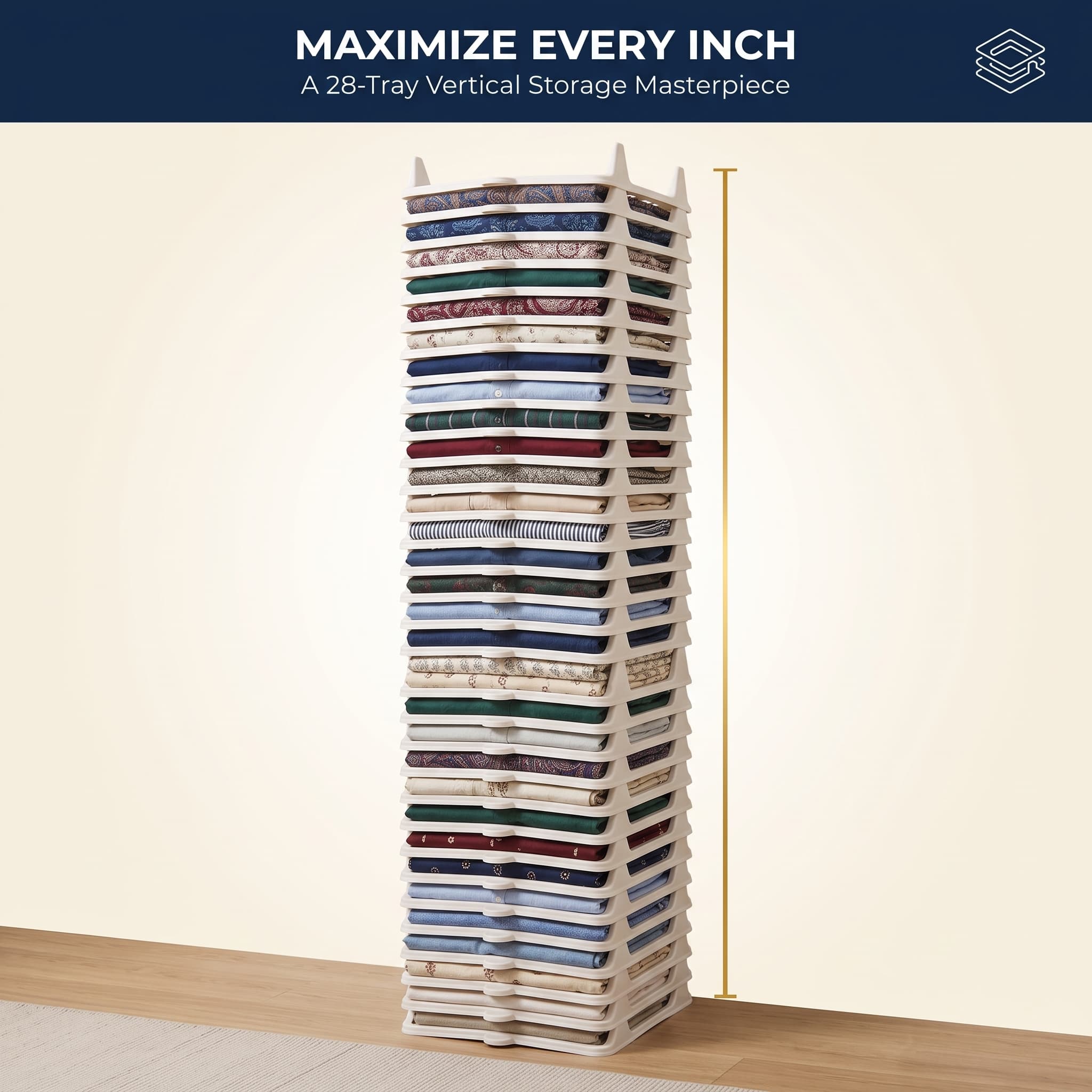 StackSmart organizer packed for wardrobe storage