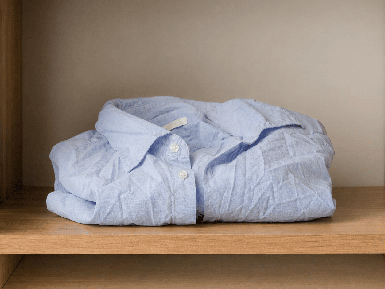 Wrinkled fabric before using HAMMER Wrinkle Remover